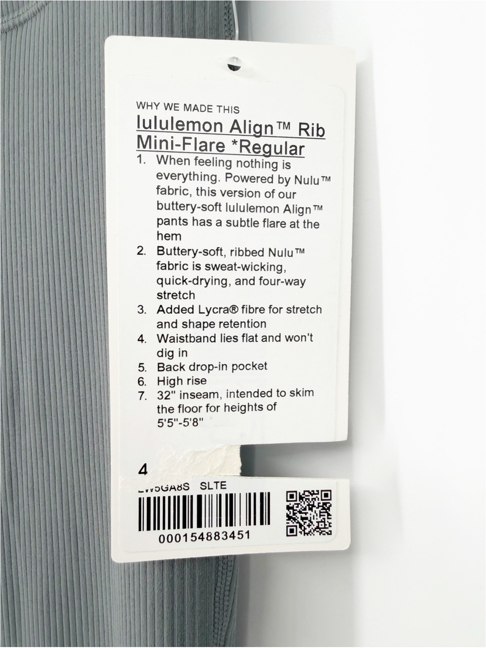 Lululemon Align High-Rise Ribbed Mini-Flare Pant Regular
Slate Gray size 4 NWT - Picture 3 of 6